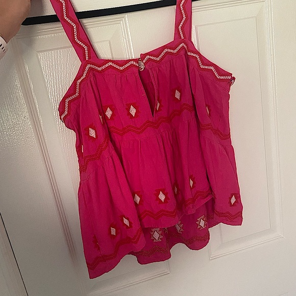 Loft pink hot flare embroidered baby doll tank - Picture 3 of 4
